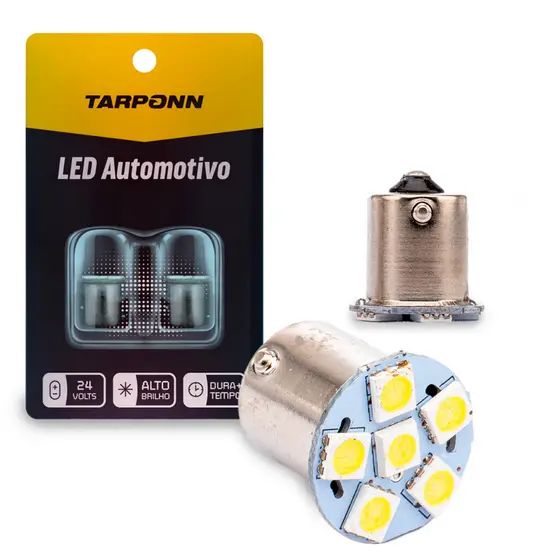 Par Lâmpada Led Ba15s 1 Polo 6 Leds 24v 6000k Tarponn