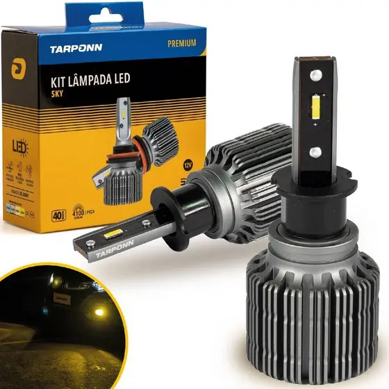 Kit Lâmpada Led Sky H3 40w 8200lm 3000k Amarela 12v Tarponn