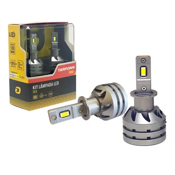 KIT LÂMPADA LED TX5 PRO BRANCO QUENTE H3 50W 5500LM 4000K