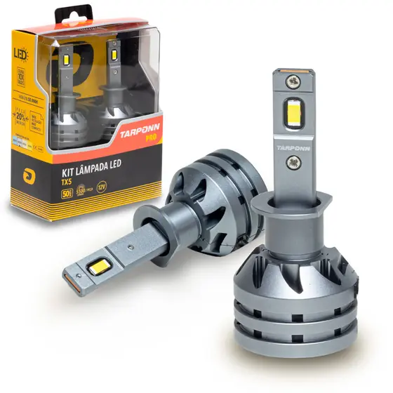 Kit Lâmpada LED TX5 PRO H13 Tarponn 50W 5500LM 6000K Branco Frio Farol Alto Baixo