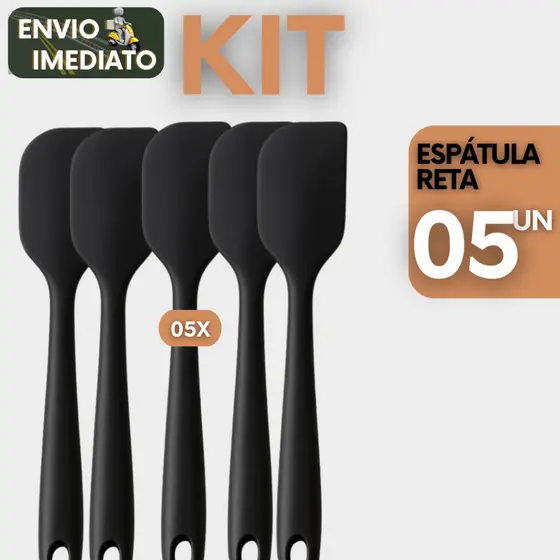 Kit 05 Espatula Pao Duro de Silicone Casa Cozinha Buffet Restaurante Confeitaria Lanchonete