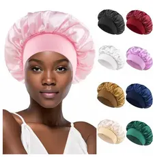 Touca de Cetim Com Faixa Larga Elástica De Dormir Anti Frizz para Cabelos Grandes