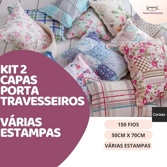 Kit 2 Capas Porta Travesseiro 150 Fios Estampado 50x70 Alta Qualidade | Corttex