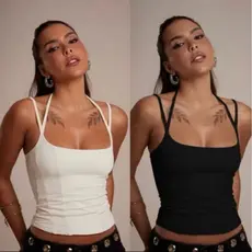 Cropped Feminino Alça Dupla