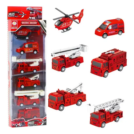 Carrinhos de Bombeiro de Fricção – Kit Miniatura com 6 Peças