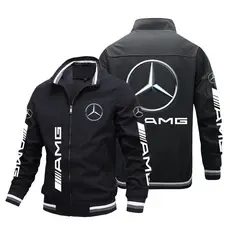 2025 novo estilo masculino legal jaqueta motocicleta ciclismo camisa Benz impresso vôo terno outono jaqueta