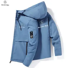 2025 novo estilo jaqueta de moda masculina legal Benz impresso jaqueta com capuz zíper jaqueta bombardeiro terno