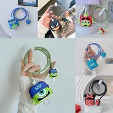 Conjunto De Protetor De Cabo De 4 Unidades Compatível Com iPhone/iPad 18W/20W Carregador Caso 3D Cartoon Gerenciamento D