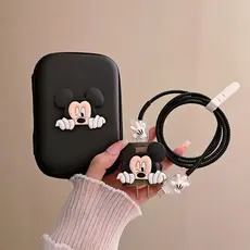 Protetor De Cabo Compatível Com iPhone/iPad 18W/20W Carregador Caso 3D Dos Desenhos Animados Mickey Gerenciamento Telefo