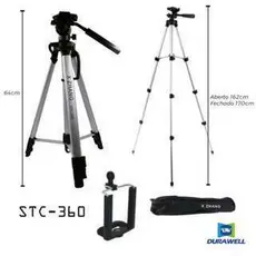 Tripé Profissional Para Câmera Extensivel Até 180cm Com Adaptador Celular