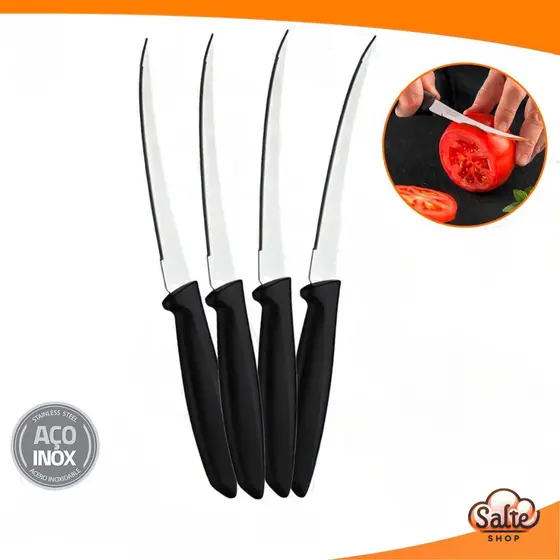 Kit 2/3/4 Facas Para Tomate Aço Inox Legumes Chef Profissional 5''