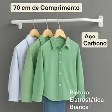 Arara Suporte de Roupas 70cm Reforçado - BRANCO