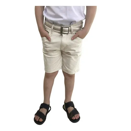 Bermuda Masculina Sarja Bege Vgi Kids  Com Cinto 04 Ao 16
