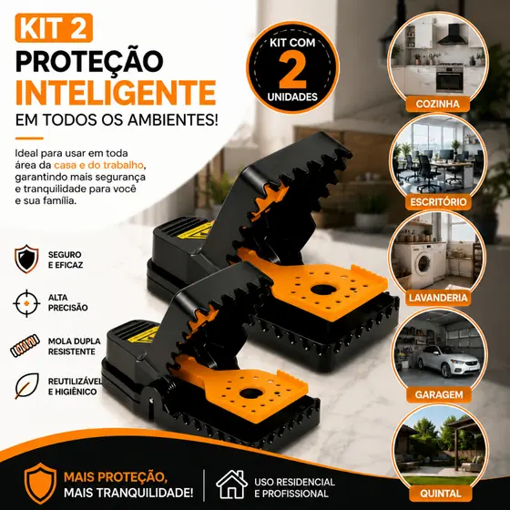 OFERTA Kit 2 Ratoeira Profissional Reutilizável Para Ratos Mola Dupla Ultra Resistente Alta Precisão Segura