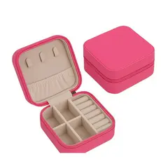 Mini Porta-Joias Rosa Pink em Couro Sintético | Organizador de Anéis, Brincos e Colares | Compacto e Elegante