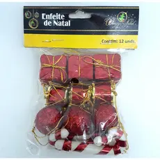 kit 12 mini enfeites de árvore de natal
