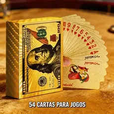 Baralho de Cartas Folheado Dourado, Prova d’Água, 54 Cartas para Festas e Jogos