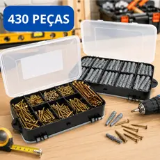 Kit 430 Peças Parafusos Chipboard Phillips e Buchas + Estojo Organizador Maleta Multiuso Oferta