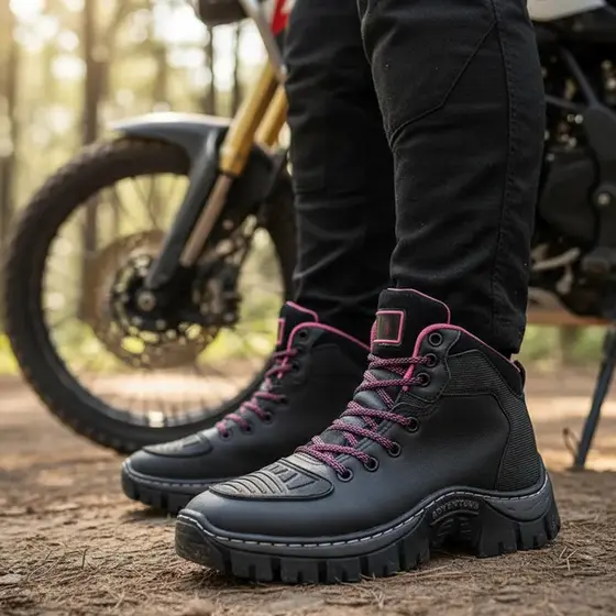 Bota Unissex Motociclista Adventure Inverno Coturno Trilha Soladro Tratorado Reforçado Cano Baixo 34 ao 39