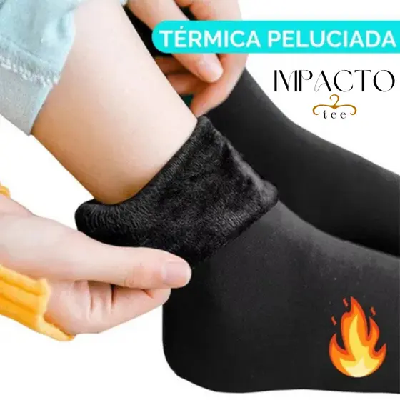 Meias Térmica Grossa Quente Inverno Frio Neve Forrada -preta