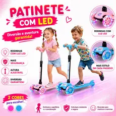 Patinete Dobrável Infantil Rodas Com Led - Castela