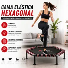 Cama Elástica Hexagonal Sem Barra Jump Fitness 30 Cordas Silenciosa Treino de Equilíbrio Suporta 250kg