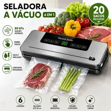 Seladora A VáCuo Eladora Vacuo Embalagens 6 Em 1 E Cortador 20 Sacos 30cm 110-220v Prateado a vacuo de Alimentos Domésti