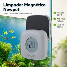 Limpador Magnético De Algas Para Aquário Newpet Com Termômetro Mini Escova Vidro Acrílico