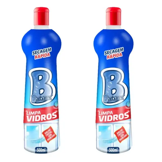 Kit 2 Unidades Limpa Vidro Da Brilho Sem Manchar Barbarex 500ml