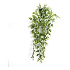 Planta Pendente Artificial Ervilha 66cm Verde Folha Decorativa Realista Para Vaso Suspenso Ambiente Casa Jardim