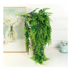 Planta Pendente Artificial Samambaia 80cm 5 Hastes Verde Folhagem Decorativa Realista Para Vaso Casa Jardim