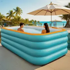 Piscina inflável azul Grande capacidade! de PVC, prática e dobrável, adequada para uso interno e externo.