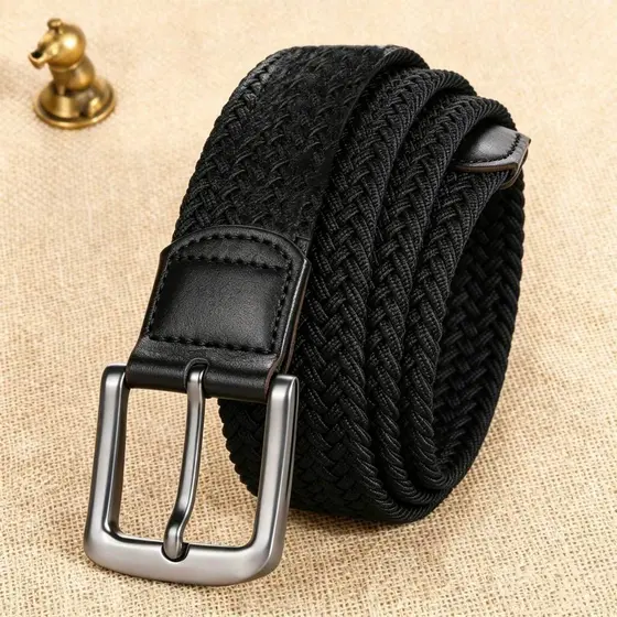 Cinto Elástico Moda Unissex Feminino Masculino Fivela de Metal Elástico e Lona Tático Casual Versátil  Ajustável cinto