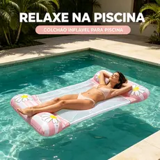 Bóia de Piscina Inflável com Rede Flutuante - Colchão de Água Reclinável e Confortável