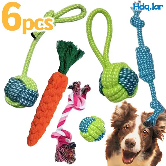 Brinquedo Pet Corda, kit com 6 Unidades , Mordedor para Cachorro, Resistente Interativo, Porte Médio