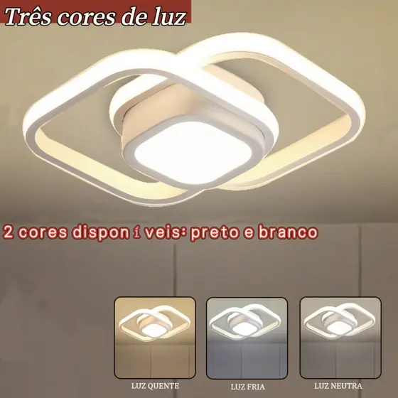 Luminária De Teto Plafon Led Moderna Lustre para Corredor Sala Quarto Cozinha
