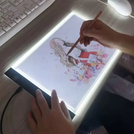 Mesa De Led Luz Branco Desenho Transposição A4 Profissional