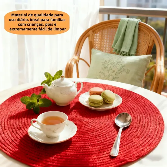 Kit 4 /6/8/10Jogo Americano Tapete De Mesa Posta Redondo Design Elegante Impermeável 38cm
