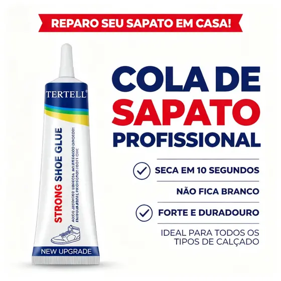 Cola de Secagem Rápida 60ml Flexível Transparente para Conserto de Sapatos, Plásticos, Couro e Tecidos