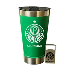 Copo Térmico Palmeiras Personalizado com Nome Aço Inox 500ml Presente