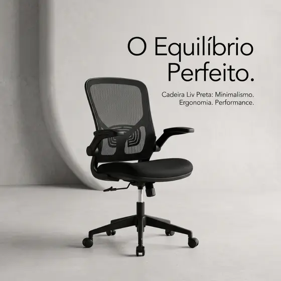 Cadeira Ergonômica Escritório Stoel Liv Preto Home Office Confortável Giratória