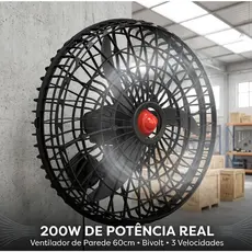Ventilador De Parede 60cm Ventisol Premium 200w Bivolt Potente Oscilante 3 Velocidades Silencioso 127v 220v