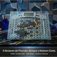 Balança Digital Precisão Levve Pés Antiderrapantes Vidro Temperado Suporta 180kg 4 Sensores De Presão Agratto Bateria