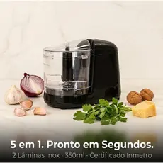 Mini Processador Elétrico 5 em1 Agratto Temperos Prontos em Segundos 350ml 2 Lâminas Inox 220v