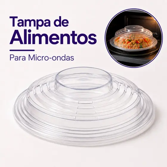 Tampa de Micro Ondas Protetora de Alimentos Livre de BPA Plástico 25,7cm