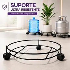 Suporte Botijão de Gás com Rodinhas Móvel Aço Resistente Carrinho Versátil Vasos Plantas Galão de agua