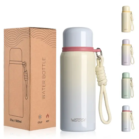 WATERSY Copo Termico Garrafa Térmica Inox 500ml Garrafinha Térmica Para Café Academia À Prova Vazamento