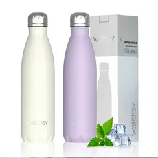 WATERSY kit 2 par frio copo água Garrafa térmica de aço inoxidável 500ml para ginásio/escola