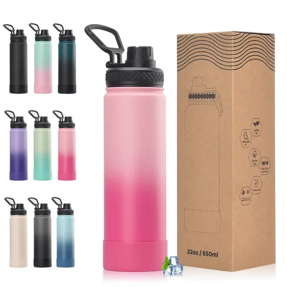 WATERSY Garrafa Térmica Inox 650ml Garrafa Esportiva À Prova Vazamento Garrafa De Água Academia Viagem