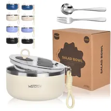 WATERSY Tigela de Salada Térmica 2 em 1 Preserva Frescor 12h Portátil